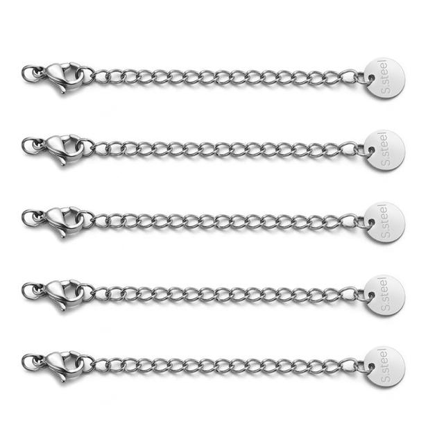 Stainless Steel Extended Extension Bracelet Necklace Tail Chain Lobster Clasps Connectors For DIY Jewelry Making Findings