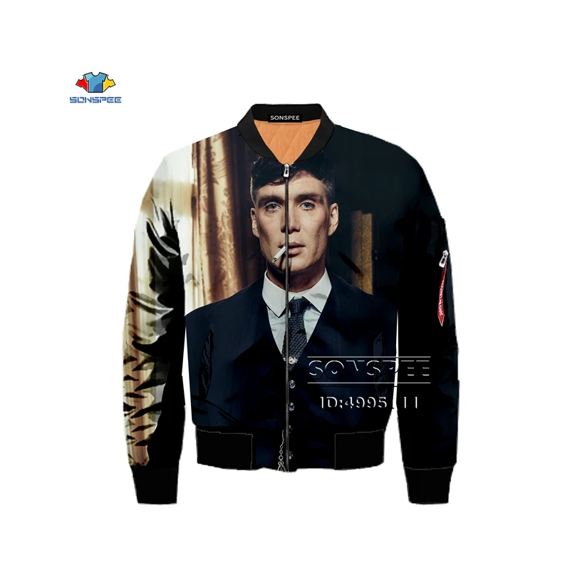 2 SONSPEE Англия ТВ шоу Peaky Blinder 3D принт Мужская Зимняя Толстая куртка Бомбер летная куртка армейская Военная Повседневная Верхняя одежда плюс размер - Цвет: 2