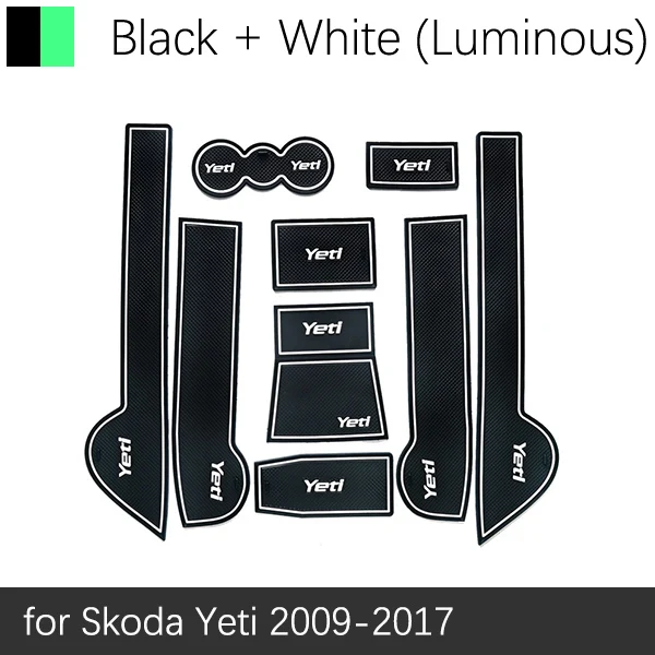 Для Skoda Yeti 2009~ противоскользящие резиновые ворота слот чашки коврик аксессуары Автомобильные наклейки 2010 2011 2012 2013 - Название цвета: White Luminous