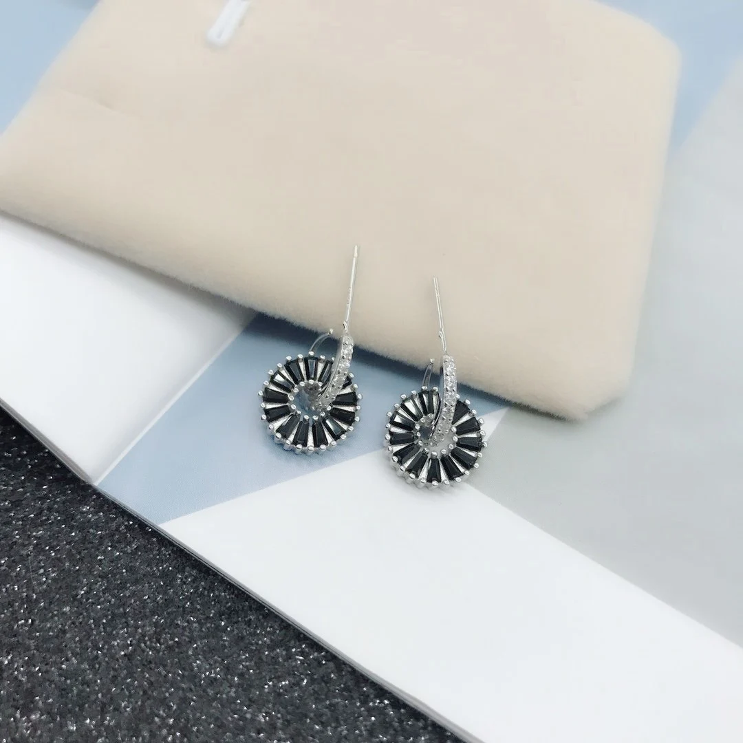

Blackstone Shiraishi Stud Earrings Circle Round Noble Jewelry Shining Party Unisex 925 sterling silver Square Ladder Fashion
