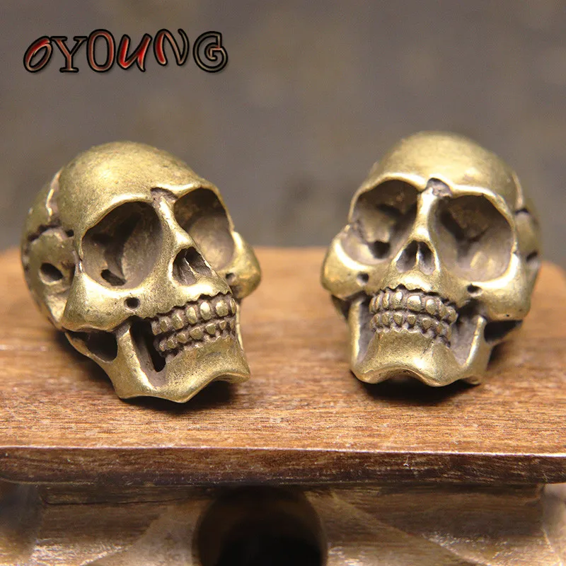 Solid Copper Skull Head Miniatures Figurines Desk Decorations Vintage Brass Home Decor Ornament Crafts Handmade Antique Men Gift | Дом и сад