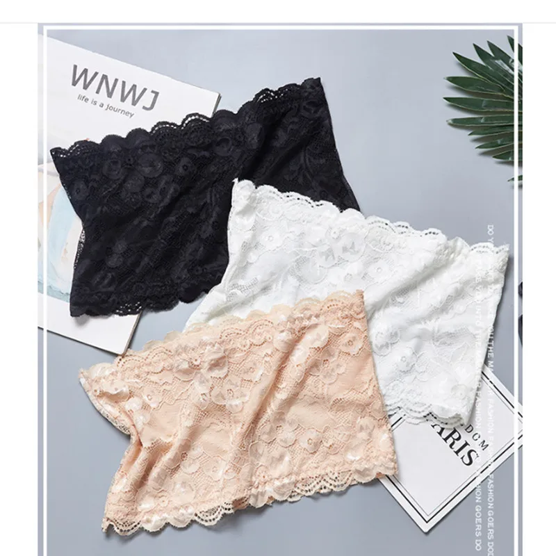 

Strapless Soft Breathable Crop Top Bra Lace Sexy Breast Wrapping Seamless Tube Top Bras For Women Ladies Lingerie Lace Underwear
