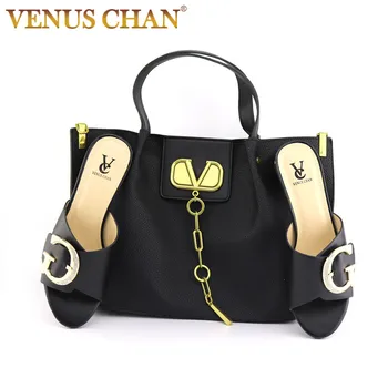 

2020 New Italian Designer Shoes and Bags Matching Set Black Color Shoes Women Heel Italian Shoes with Matching Bags