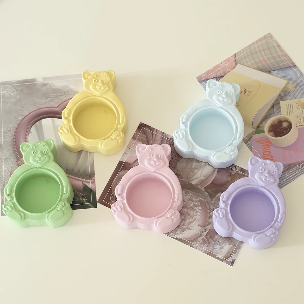 Cute Bear Plaster Candle Holders Beewax Soy Wax Container Making Home Decorations Birthday Gifts Accessories |