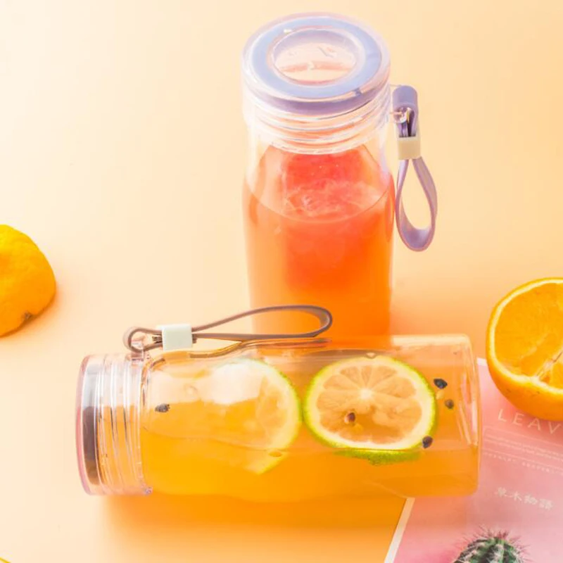

350ml Cartoon Glass Water Bottle Portable Summer Lemon Transparent Office Bottle Drink Bottles Outdoor