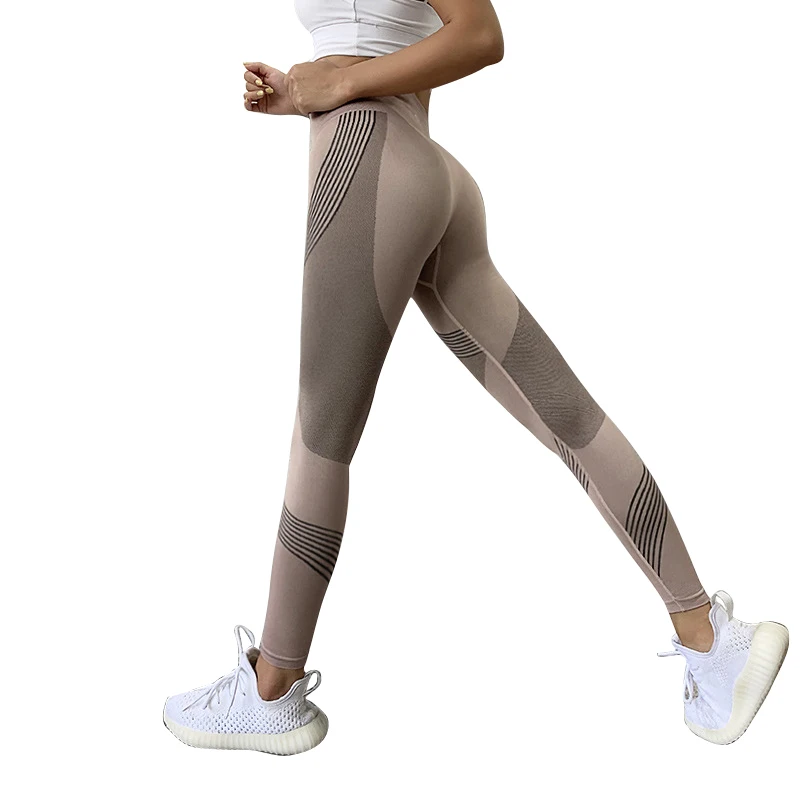 

CHRLEISURE Vital Seamless Leggings Sport Women Yoga Pants Breathable With Contrast Color Squat Proof For Push Up Gym Tights