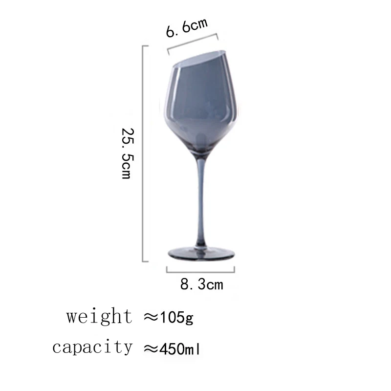 Европейский Наклонный рот бокалы для вина бессвинцовый стакан из прозрачного стекла Кубок для шампанского стаканы для воды Свадебные очки посуда для бара - Цвет: Grey 1pcs 450ml