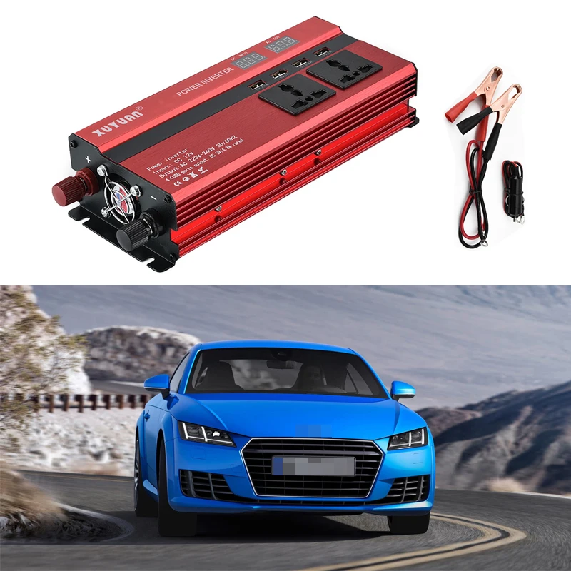 Автомобильный инвертор 12/24V до 220V 4000W универсальноедля автомобиля Мощность Inveter