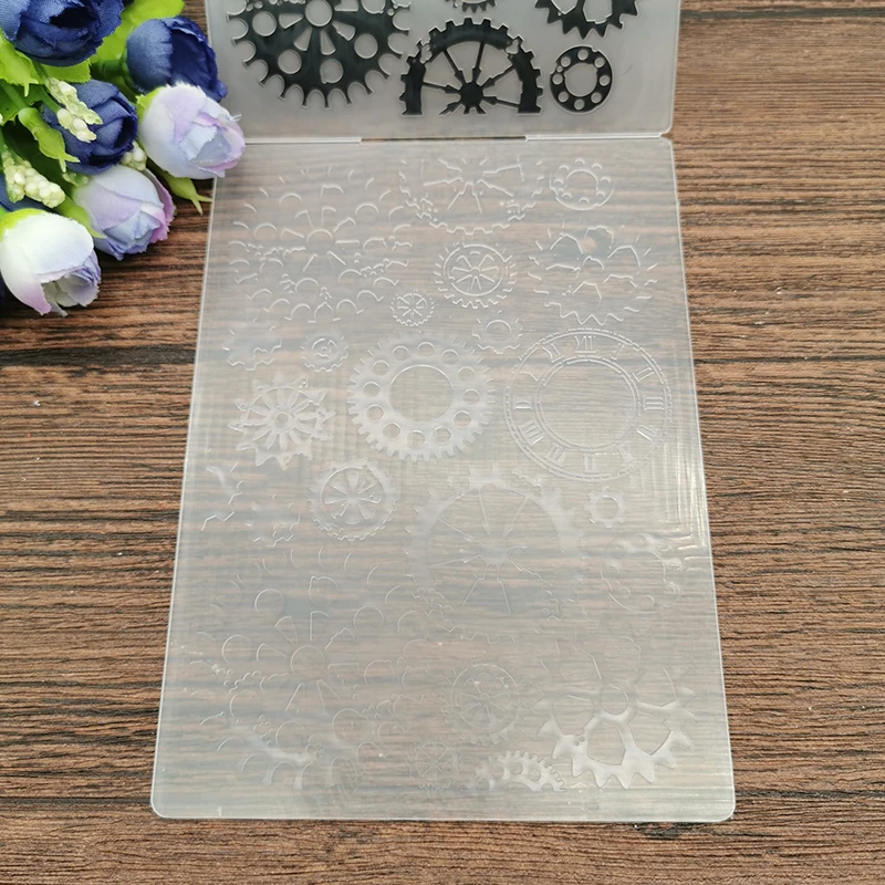 Gear print DIY Plastic Embossing Folders for DIY Scrapbooking Paper Craft/Card Making Decoration Supplies