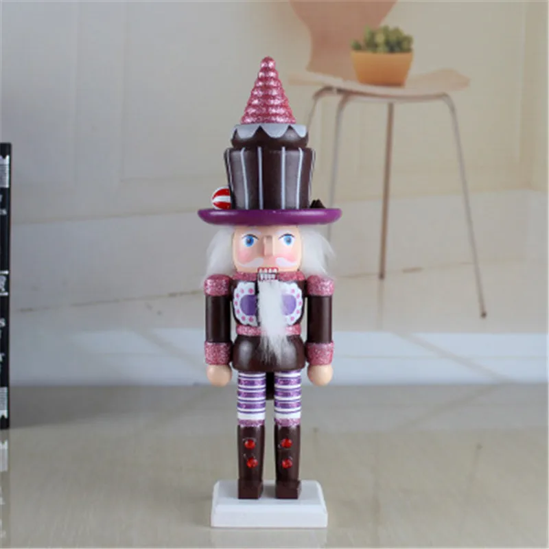 

25cm Cute Creative Christmas Decor Crafts Walnut Soldier Candy Glitter Cake Man Puppet Nutcracker Christmas Gifts M3407