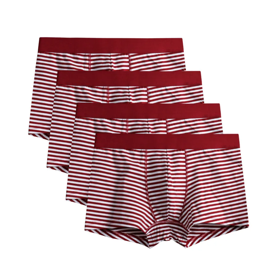 4Pcs A0125 Red L8 4 шт./партия, лидер продаж, мужские боксеры, нижнее белье, летние, Cueca, цветные, хлопковые, мужские трусы, эластичные шорты, боксеры, чистый цвет, мужские трусы, наборы - Цвет: 4Pcs A0125 Red L8