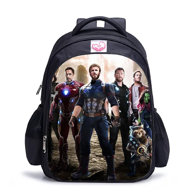 16 Inch Hulk Iron Man Children School Bags Orthopedic Backpack Kids School Boys Girls Mochila Catoon Bags - Цвет: photo color