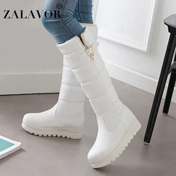 

ZALAVOR Plush Knee High Boots Women Winter Keep Warm Cotton Shoes Women Thick Bottom Casual Thicken Fur Snow Boots Size 34-43
