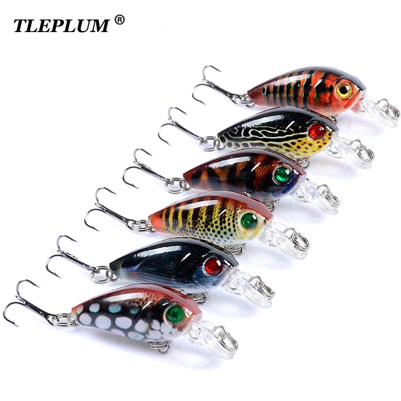  6pcs/lot Swim Fish Fishing Lure 4.5cm/4g Artificial Hard Crank Bait Topwater Wobbler Mini Fishing C