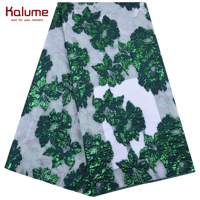 

Kalume 2021 High Quality African Brocade Lace Fabric With Jacquard Lace 5 Yard French Tulle Lace Fabric For Nigerian Party F2165