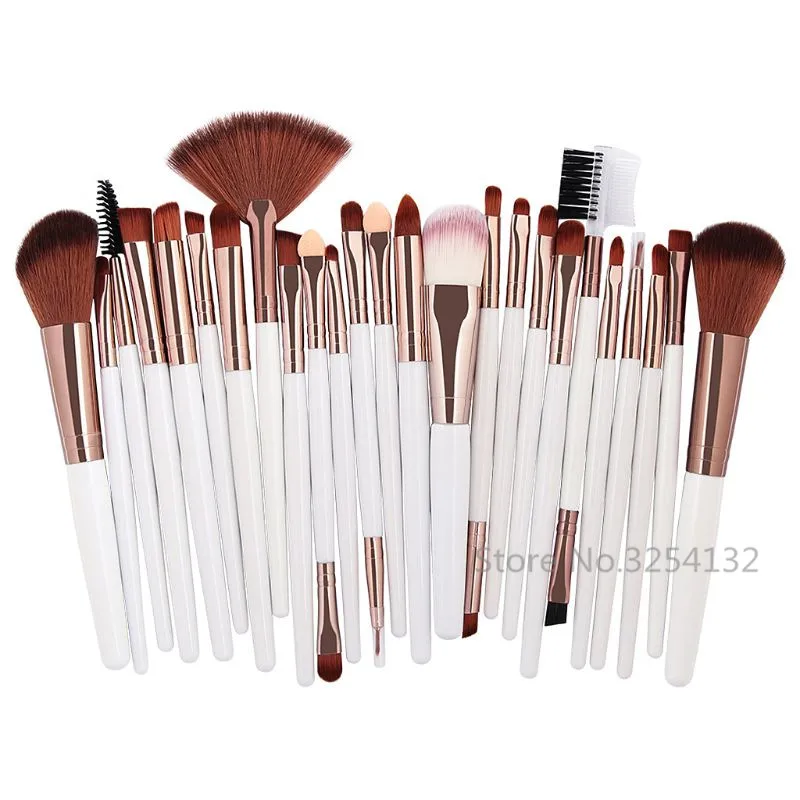 Белый 25Pcs Pro Makeup Brushes Set Foundation Powder Eyeshadow Eyeliner Lip Brush Tool - Цвет: Белый
