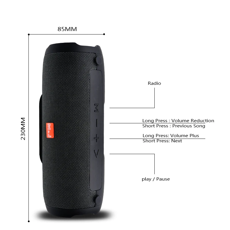 

Portable wireless Bluetooth Speaker Stereo big power 10W system TF FM Radio Music Subwoofer Column Speakers for Computer