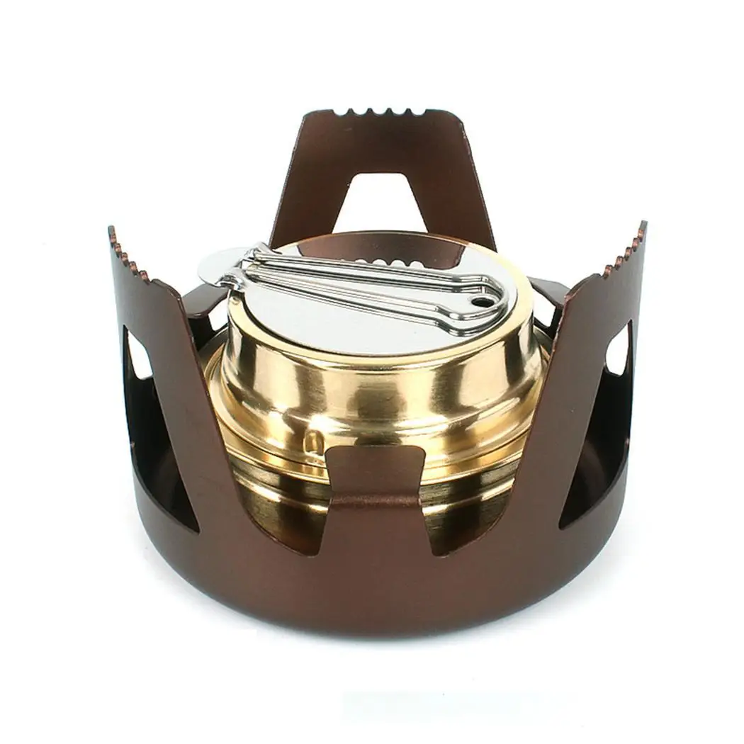brown Outdoor Portable Alcohol Cooker Windproof Mini Tea Cooker Camping 9 min / 500 ml(water) Alcohol Stove - Цвет: brown