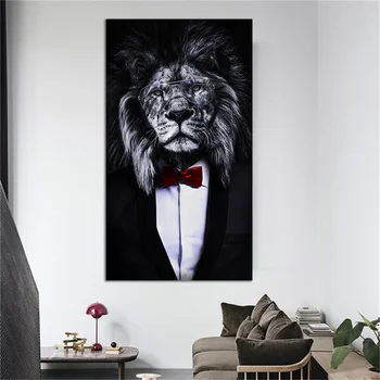 

Gentleman Lion Fashion Animal Poster Print Canvas Art Painting Wall Picture Modern Living Room Home Decor Dropshipping Painting