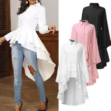 *#Best Price Women's Ruffle Tops 2019 ZANZEA Asymmetrical Blouse Elegant Casual Swallowtail Shirts Female Lapel Blusa Solid Tunic Plus Size 7 *#Best Price Women's Ruffle Tops 2019 ZANZEA Asymmetrical Blouse Elegant Casual Swallowtail Shirts Female Lapel Blusa Solid Tunic Plus Size 7