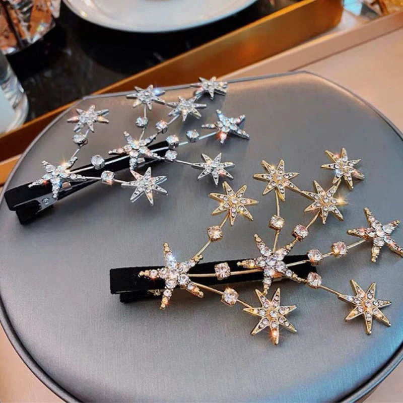 

Женские заколки со стразами, золотистые и Серебристые аксессуары для волос в Корейском стиле, аксессуары для волос, 2020