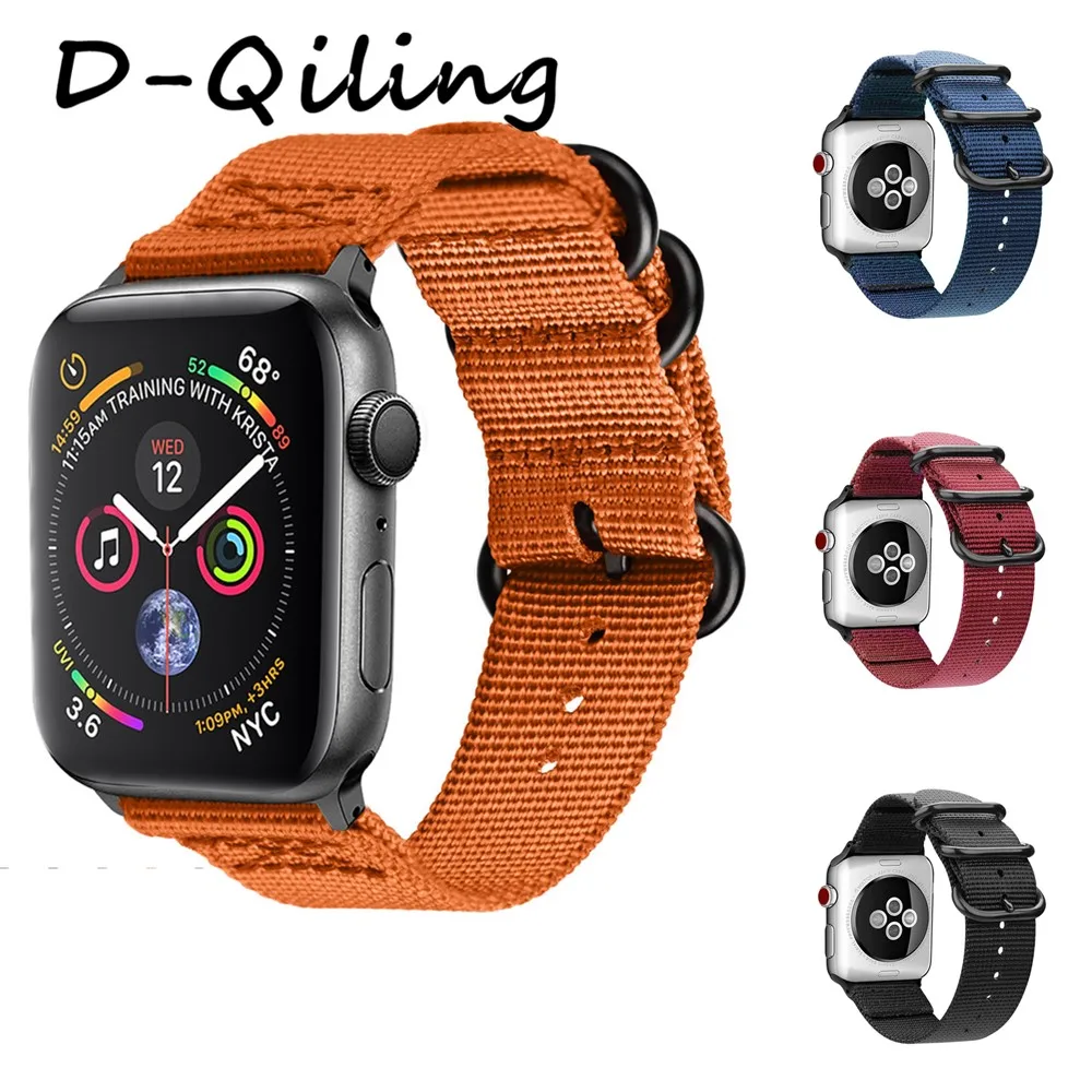 Хит продаж нейлоновый ремешок для часов apple Watch Series 5 4 3 21 спортивный браслет