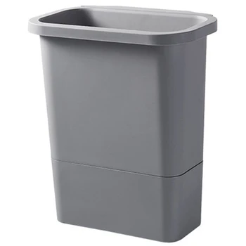 

12L Kitchen Trash Can for Cabinet Door Trash Bin Plastic Waste Bin with Garbage Bag Storage Box Kitchen Compost Caddy-Gray-B