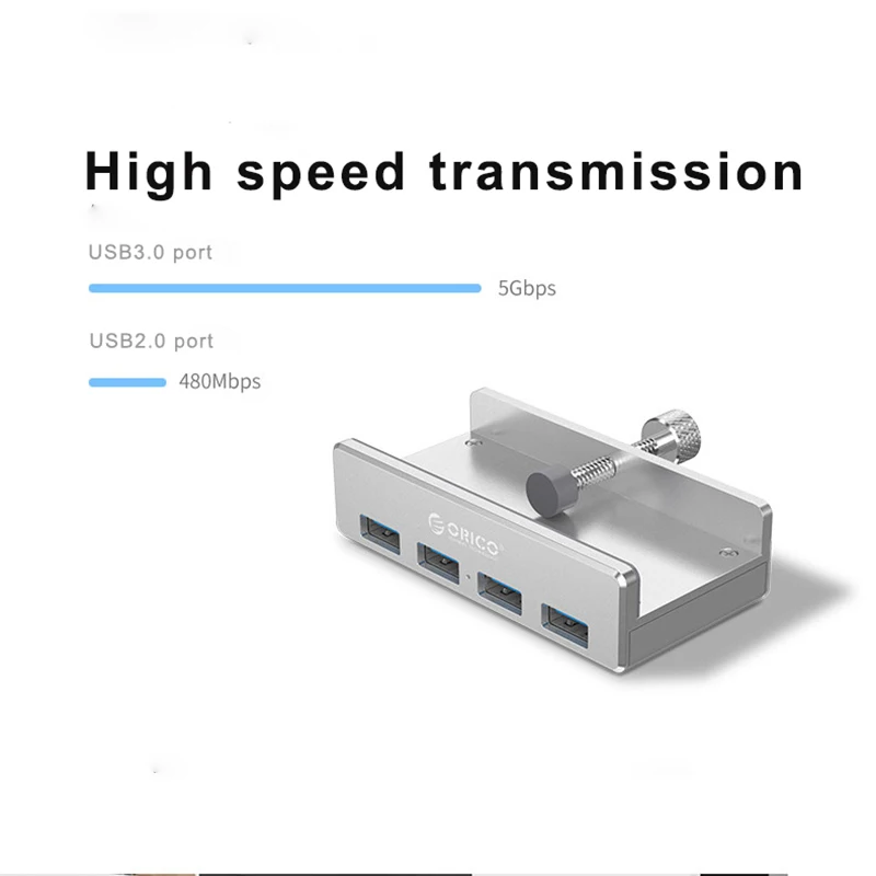 USB3.0 концентратор со встроенным следить за стол Расширенный 4-портовый Алюминий usb-хаб Поддержка Мощность зарядки скорость передачи: 5 Гбит/с USB разъем
