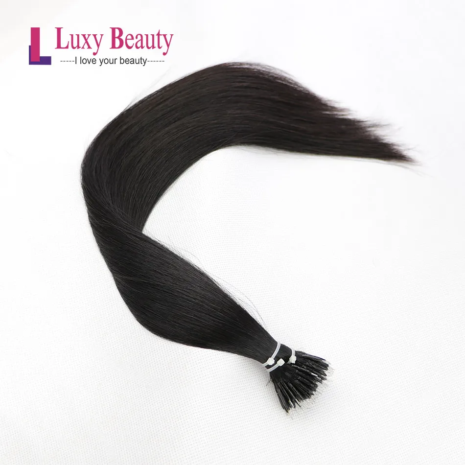 Lucybeauty# 1B настурал черный 1"-22Remy нано-наращивание волос микро кольцо нано бусина волосы микро звено наращивание волос
