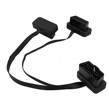 

16 Pin Male To Double Female Splitter Flat Thin Connector Extension Cable for ODB2 Memory Saver Battery Replace Tool