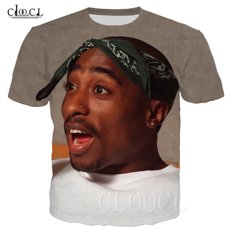 Летняя футболка 2Pac Tupac Rock Rapper Мужская с 3D принтом Amaru Shakur модная хит продаж хип хоп