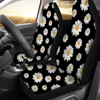 

2020 Universal Fit Car Seat Covers Daisy Print Durable High Back Seat Cover Set Polyester Front Seat Protector for Most Car