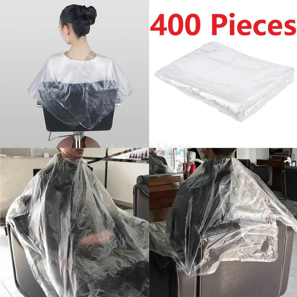 400x Large Disposable Hair Cutting Cape Gowns Barber Capes Apron Clear