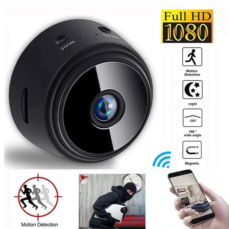 Mini Aluminium Alloy Wireless Camera 2.4GHz WiFi 1080P Night Vision Remote Motion Detection With Bracket | Электроника