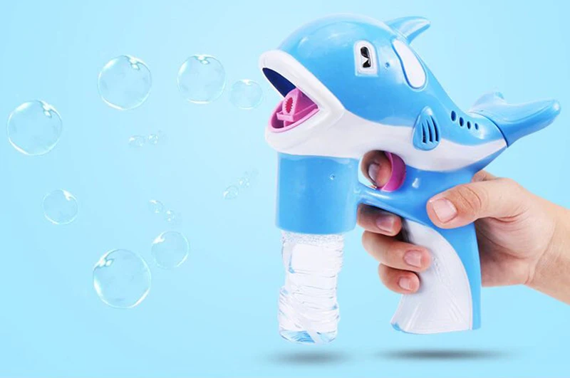 Автоматический пузырьковый пистолет с дельфинами, два смешанных с 2 бутылочками, без пузырьков, электрические уличные детские игрушки