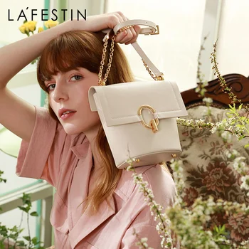 

LA FESTIN Bucket Bags for women 2019 New Chain Shoulder bag Crossbody bags Classic bucket bag with unique oval lock design