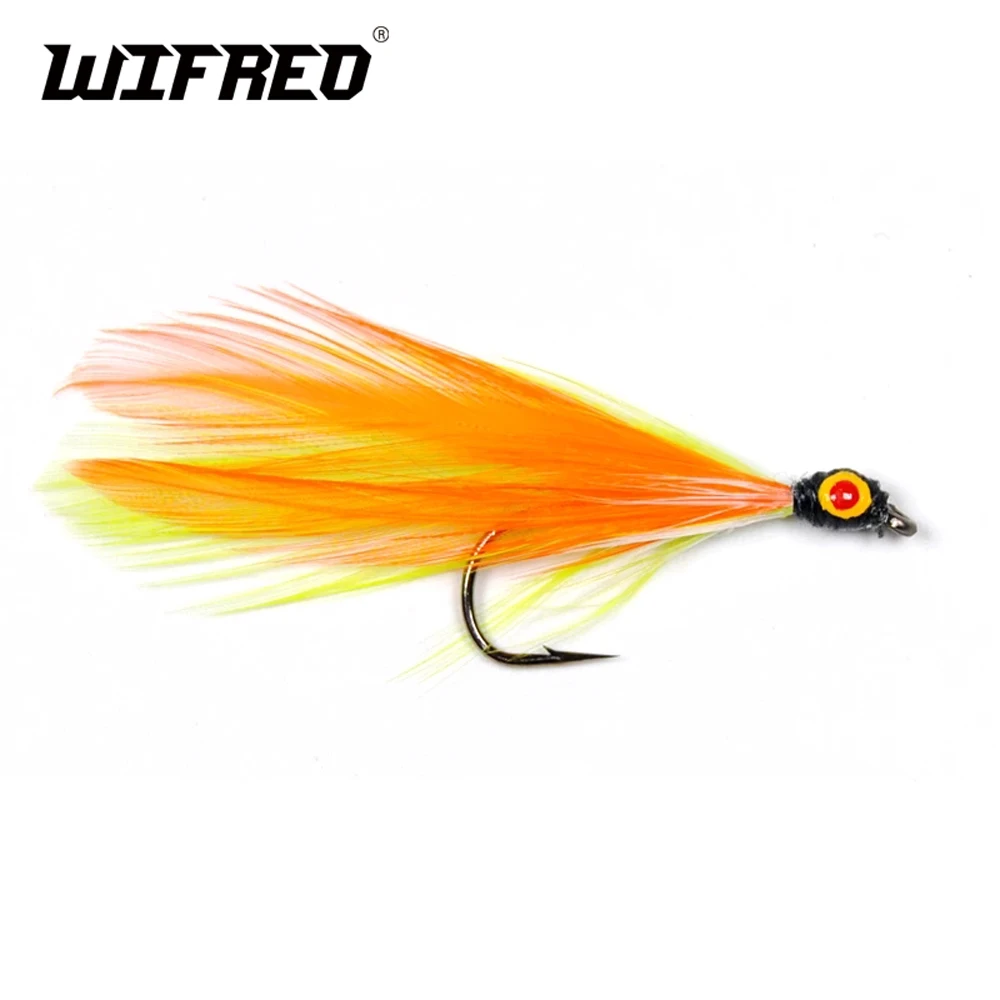 Wifreo 10Pcs Colore Arancione Minnow Fly Tying Lures Streamer Mosche Pesca Mosche Con Scatola Libera