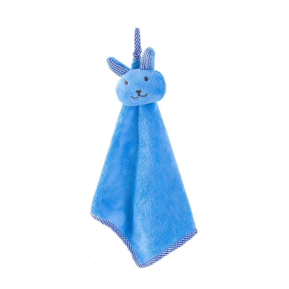 1PC 45x20cm Baby Hand Towel Cartoon Animal Rabbit Plush Pink Blue Color Kitchen Soft Hanging Bath Wipe Towel - Цвет: BU