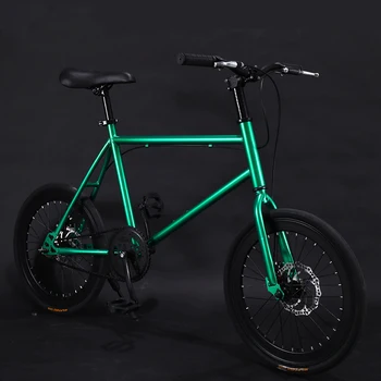 단일 속도 학생 미니 BMX 고탄소강 프레임 소형 픽시 자전거 디스크 브레이크, 20 인치 휠, 40mm 림