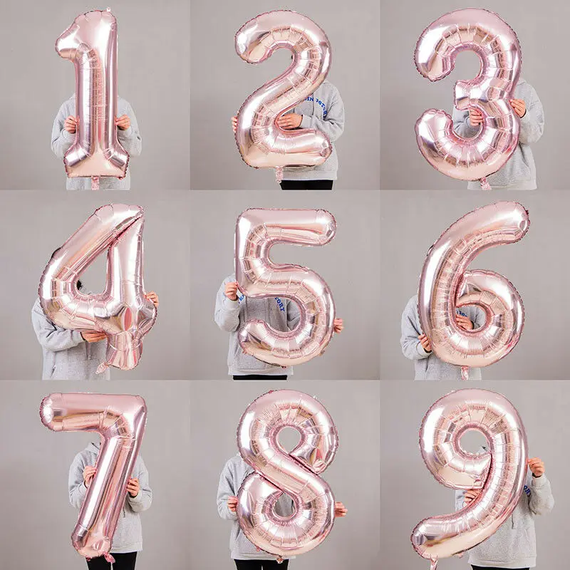 

32inch 40inch rose gold 0 1 2 3 4 5 6 7 8 9 number foil balloons wedding event christmas halloween festival birthday party