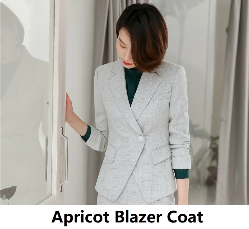 Apricot Blazer Coat Официальные костюмы, дизайнерские профессиональные брючные костюмы для женщин, Офисная Рабочая одежда, осень-зима, высококачественные тканевые блейзеры, OL стили - Цвет: Apricot Blazer Coat