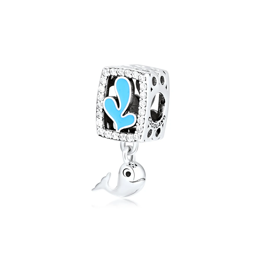 Fandola 장난기 많은 돌고래 매력, 블루 에나멜 맞는 원래 팔찌 목걸이 보석 만들기 pulsera 선물