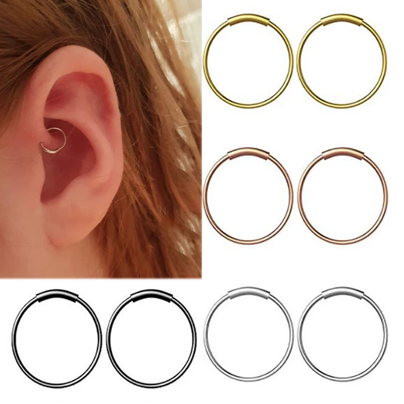 Nose Stud Steel Hinged Seamless Piercing Nose Ring Hoop Lip Ear Ring,Blue,10Mm