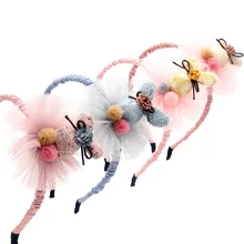 Детские кроличьи резинки для волос для маленьких девочек, Милая Фея, марля, цветок, повязка на голову, принцесса, пряжка на голову, Бутик аксессуаров для волос, поставка