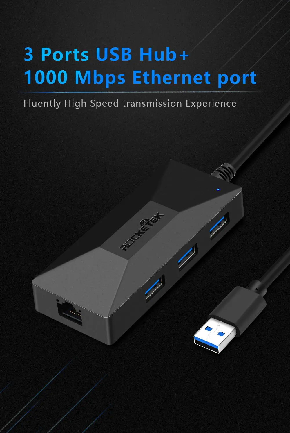 Rocketek usb-хаб гигабитный Ethernet адаптер 1000 Мбит/с type c Hub 3,0 Rj45 Lan для Xiaomi Mi Box 3/S Android tv телеприставка сетевая карта