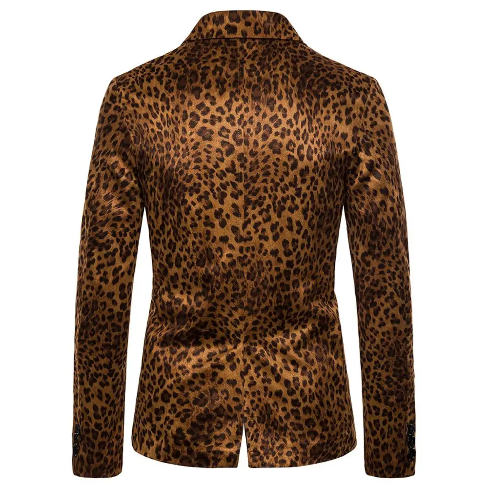 Korean Style Fashion Charm Men's Casual Fit Slim Suit One Button Business Coat Jacket Leopard Blouse Korean Style Fashion Charm Men's Casual Fit Slim Suit One Button Business Coat Jacket Leopard Blouse