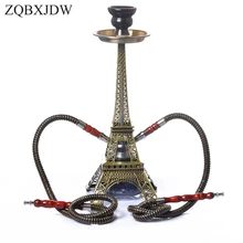 Парижская башня металлический кальян двойной шланг ремень Selamica чаша для угля плоскогубцы растительный кальян водопровод Парижа акриловая подставка