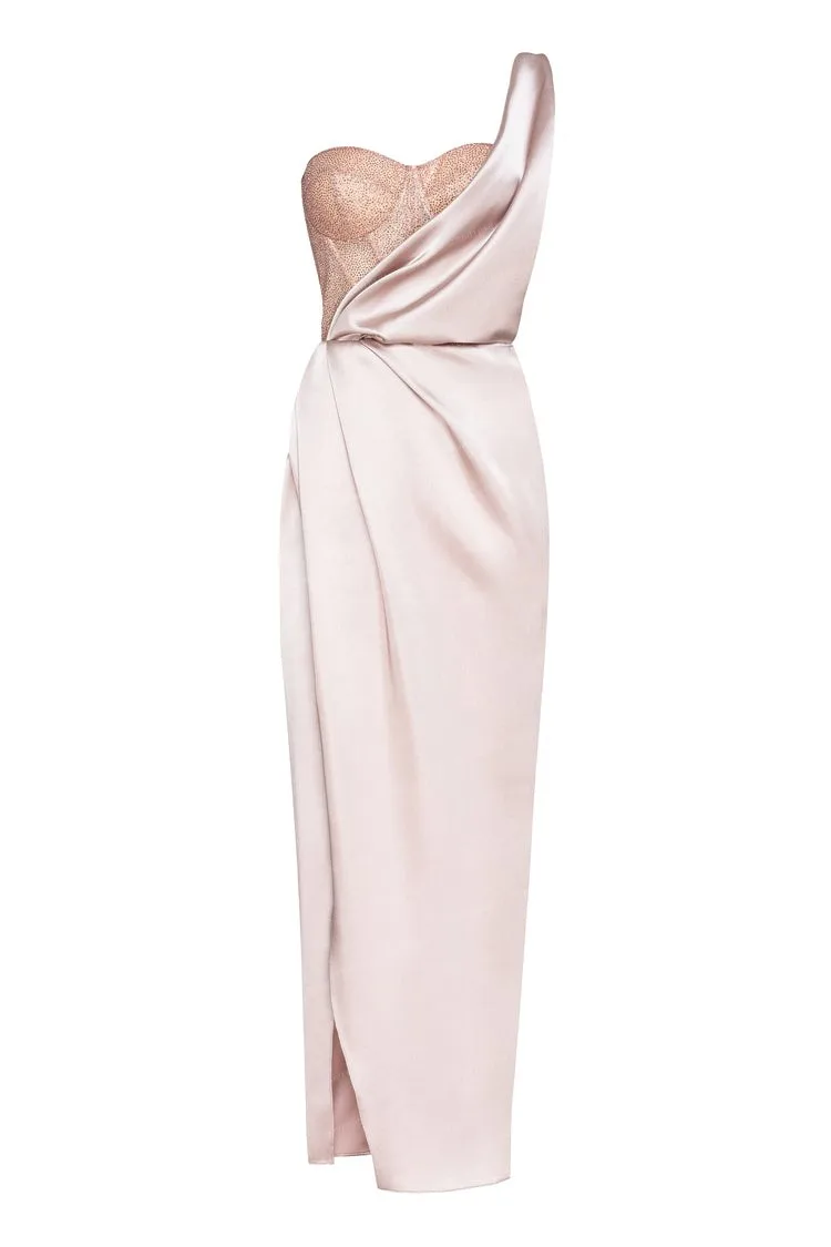 One Shoulder Midi Long Dress Asymmetrical Dress Any Color Satin Dress Sleeveless Party Dress Elegant Dresses For Women