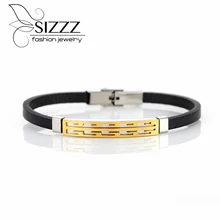 21,3 см длинный кожаный браслет из нержавеющей стали Европа и США популярный браслет и браслеты для мужчин