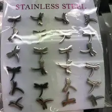 12 пар/лот модные серьги-гвоздики из нержавеющей стали со стальными серьги в форме листа для женщин